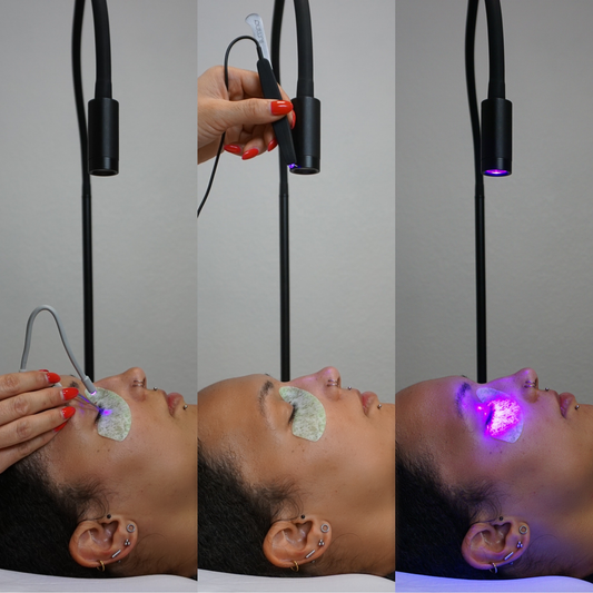 UV and LED lash extension systems at the distance they were tested at. 20cm for the other two systems and 1.2cm for Lynk-Gel.