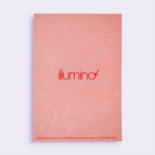 A pink notepad from illumino to keep notes on clients